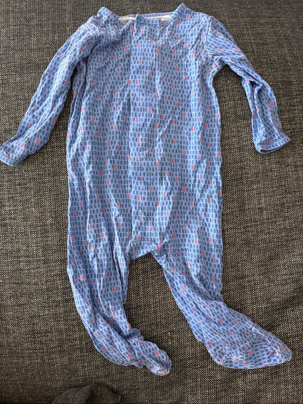 Magnetic Me Blue Long-Sleeve Footed One-Piece with Pink Dot Accents
